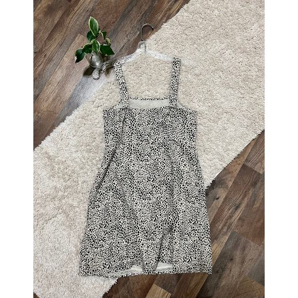 American Eagle Small Cheetah Print Linen Blend Square Neckline A-Line Mini Dress - Picture 8 of 8